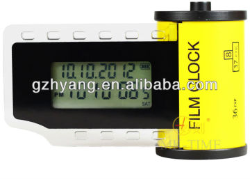 Camera Mini lcd alarm flim clock manufacture by guangzhou huanyu clocking factory