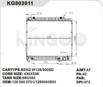 car radiator car for BENZ W126/300SD OEM:163 500 0103