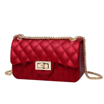 2022 Frauen für die reine Farbkette Mattes Frosted Lock Jelly Crossbody Tasche für Frauen