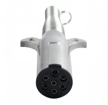 Durable 7-Pin Trailer Wiring Harness Socket - 7-Way Round Plug for Tail/Brake/Reverse with Spring Guard