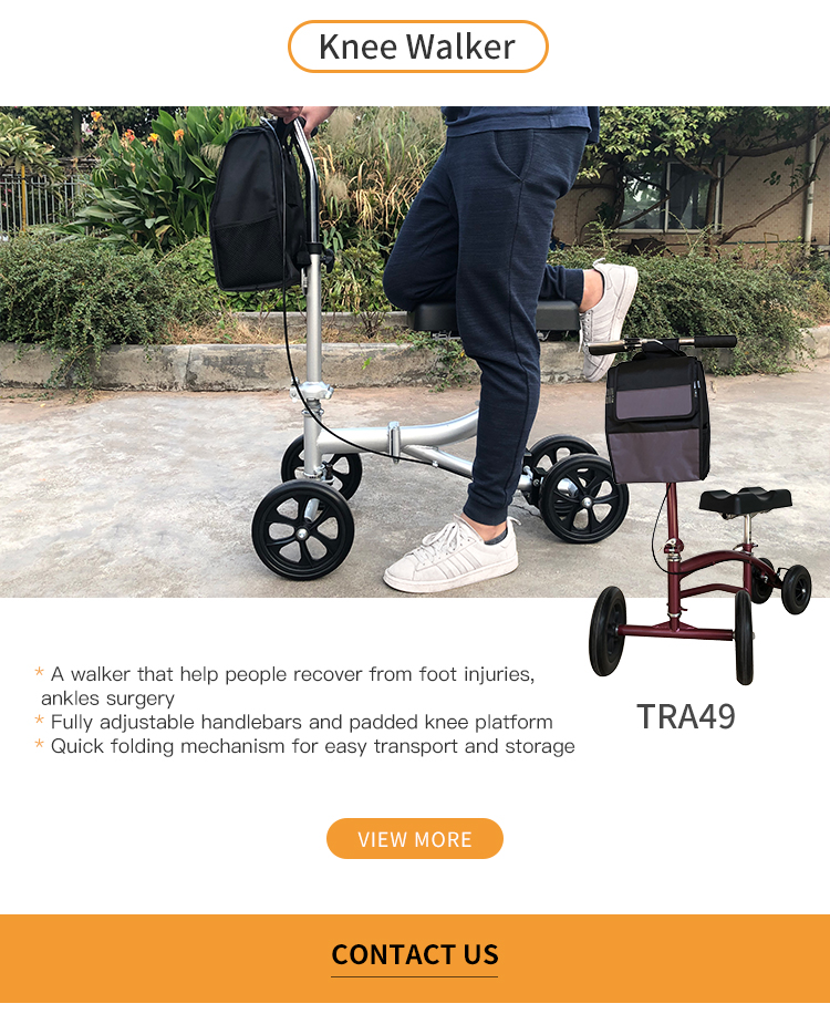 Acero scooter de caminante de rodilla de rodilla de acero al aire libre ajustable para discapacitados para discapacitados