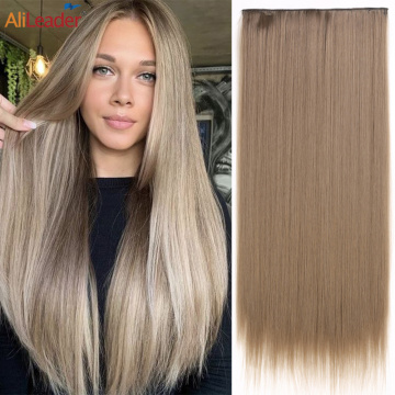 Alileader bästa färgglada långa raka hårstycket smidig tjocka 5 klipp syntetiska hårförlängningsklipp i
