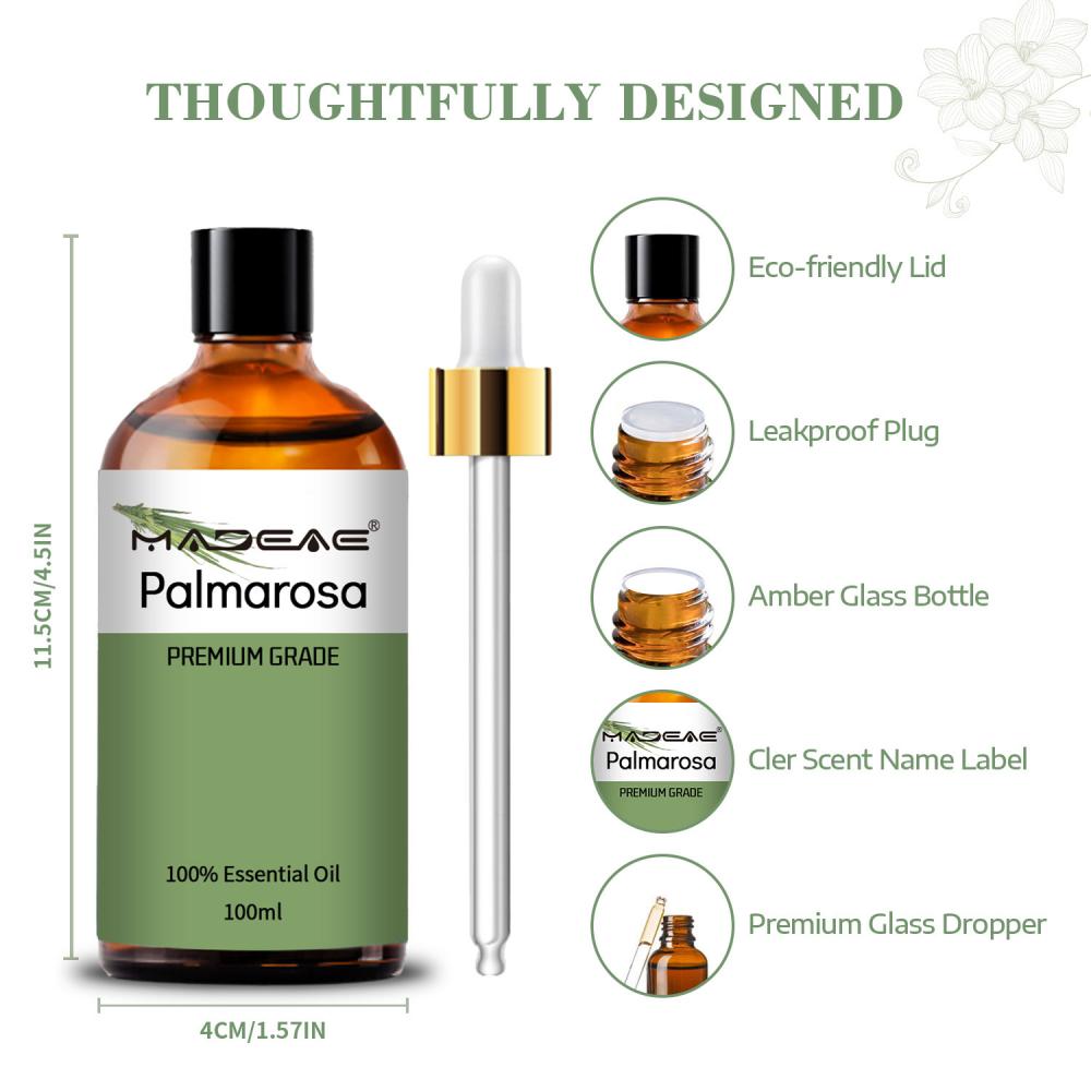 100% Pure Natural Palmarosa Oil For Antibacterial Antipyretic