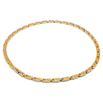 Gold-plated Chain/Necklace, Steel with Far Infrared, Magnet, Negative and Germanium Medical Elements