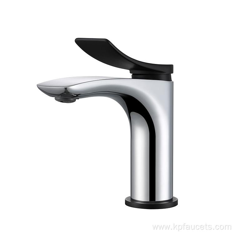 Black Handle Chrome Body Bathroom Basin Faucet