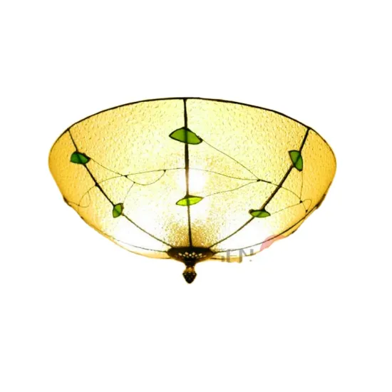 Handmade Church Glass Lamp: Yellow Light for Hallway, Aisle, Bedroom Ceiling