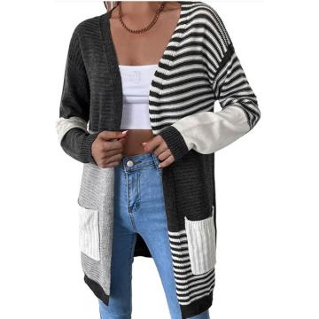 맞춤형 여성용 컬러 블록 카디건 스웨터