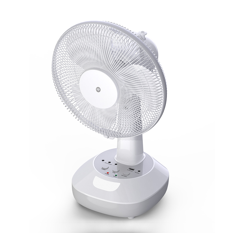 Rechargeable Pedestal Fan 12 inch Table Fan with LED Light
