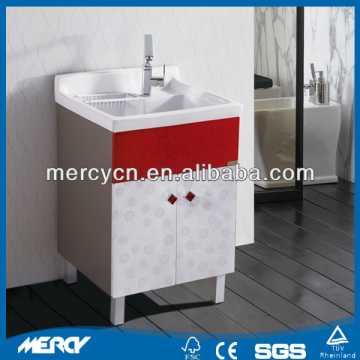 Stylish Glossy White and Red Free Standing Bathroom Sink