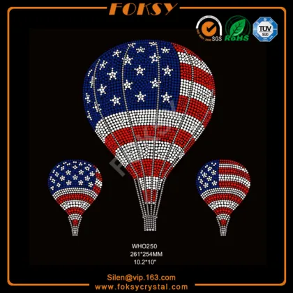 Air balloon 4th July t shirt rhinestone transfers
