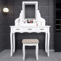 LED Drawers Makeup Dressing Table with Cushioned Stool