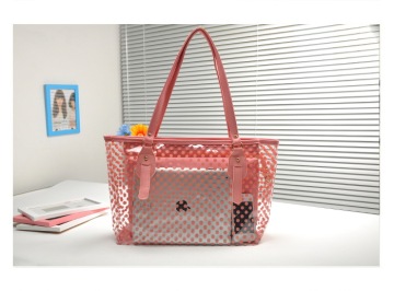 dot pattern transparent PVC beach bag,tote bag,bag set
