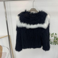 New navy collar fox fur coat