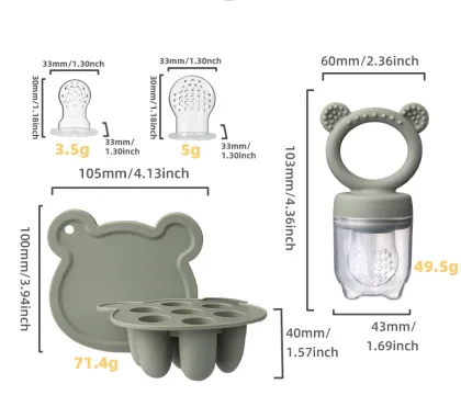 Bear Shaped Silicone Fruit Feeder Freezer Set Weaning