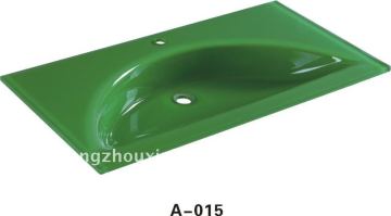 newly hot sell single glass Bathroom Basin,long big single glass sink for cabinet furniture vanity