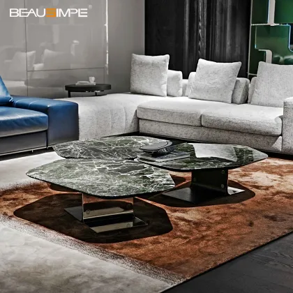 Modern Coffee Table in Monet Green Marble