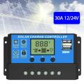 24V 12V Auto Solar Panel Battery Charge Controller 60A 50A 40A 30A 20A 10A LCD Solar Collector Regulator with Dual USB
