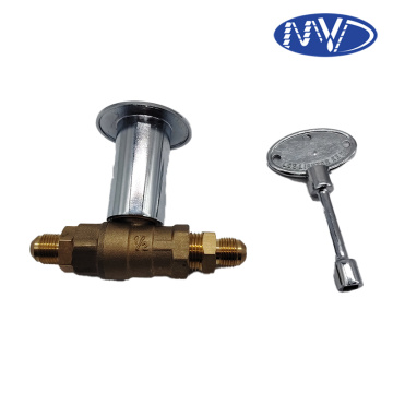 Brass Gas Fireplace Shut-Off Valve with Key