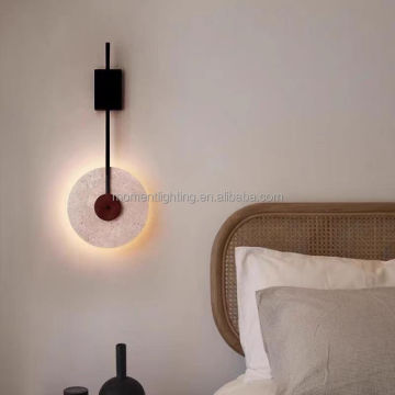 Nordic Minimalis Kuning Batu Logam Sconce untuk Ruang Tamu dan Kamar Tidur