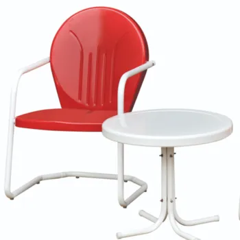 Modern Retro Metal Frame Outdoor Chair and Table Set