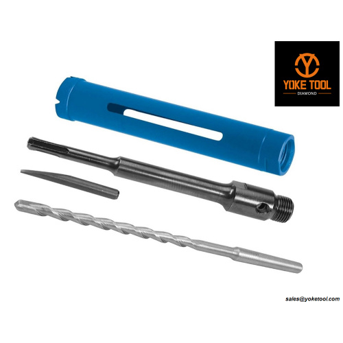 Taladro de núcleo seco de diamantes de 52 mm x 150 mm con árbitros hexagonales y SDS