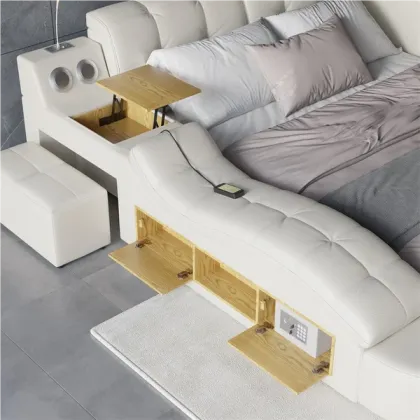 Nova King Size Luxury Smart Massage Bed - Multifunctional PVC Leather Smart Bed with Massage Function