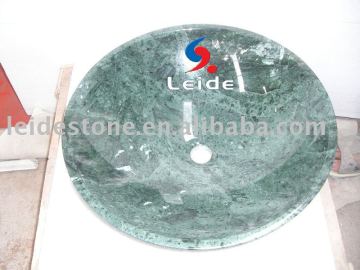 Dark green round vessel sink