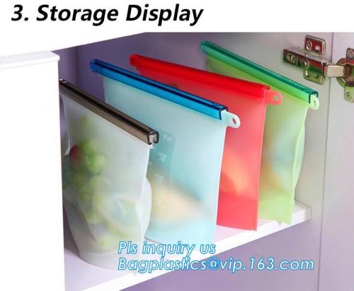 reusable portable silicone food storage bag BPA free, Silicone Freshness Protection Package, Reusable Silicone Food Storage Bag