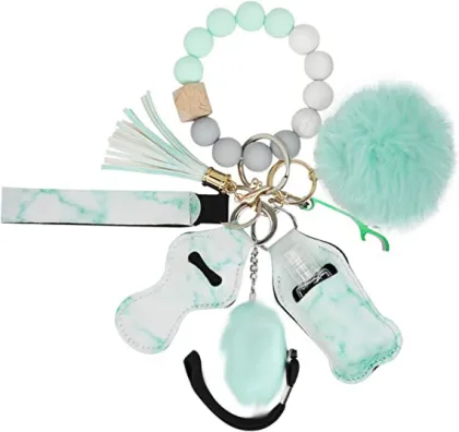 Cute Pom Pom Self Defense Keychain Alarm for Girls and Women