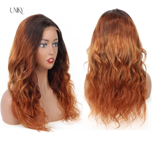 4x4 Ombre Brazilian Body Wave Closure Wig 180Lace Front Human Hair Wigs Remy Lace Frontal Wig 1B/4/27 1B/4/30 Ombre Human Hair