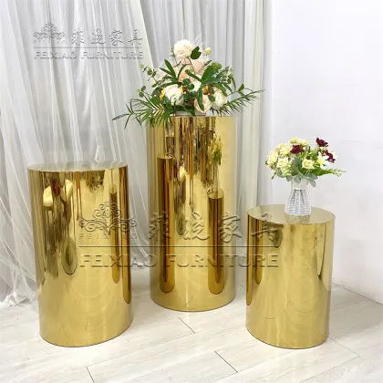 Gold Acrylic PVC Round Wedding Furniture Decor Flower Stand