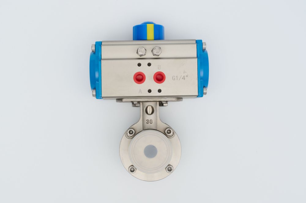 Pneumatic sanitary quick install butterfly valve