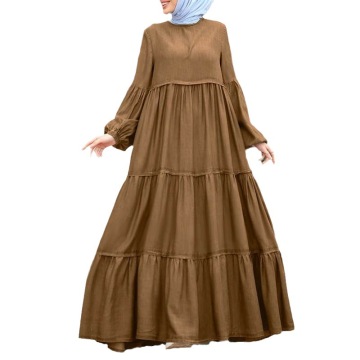 High-Quality Autumn Muslim Women's Lotus Leaf Edge Long Sleeve Dress - OEM