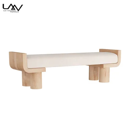 Nordic Solid Wood Hotel Bedroom Bench Furniture