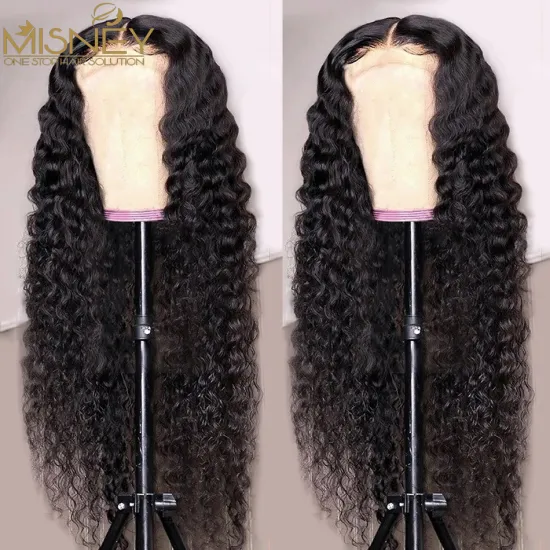 Deep Wave 13x4 Lace Front Human Hair Wigs For Women Pre Plucked HD Transparent Lace Frontal Wig 4x4 Closure Wig