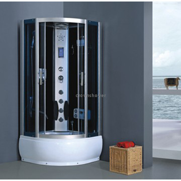 Modern luxury steam shower room with hidden whirlpool bathtub