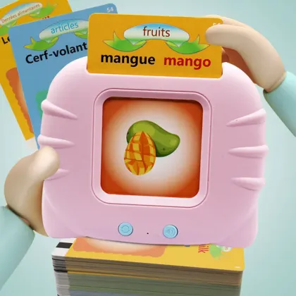 Portable French English dual language kids flash card reader machine educational toys for kids learning