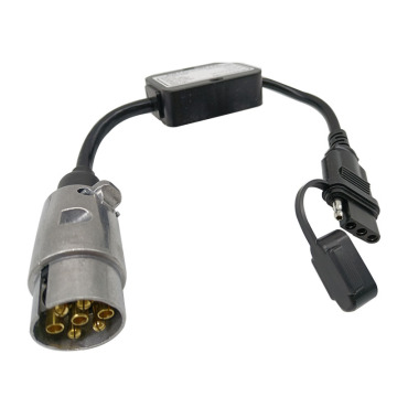 EUR 7 Way Round to 4 Way Flat Coiled Trailer Adapter