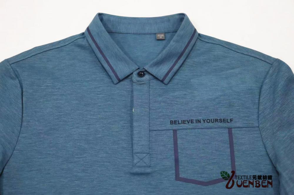 Melange-Slub-Poloshirt für Herren mit selbstgenähtem Kragen