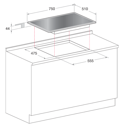 슬림 가스 호브 Indesit Black Glass Top