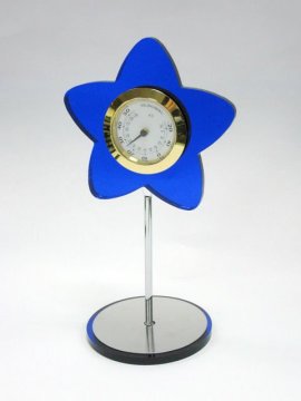Blue modern star shape thermometer desktop clock