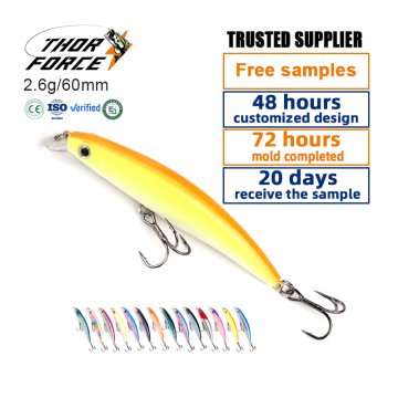 Thorforce Slow Sinking Minnow Lures - Double Hook Fishing Aas