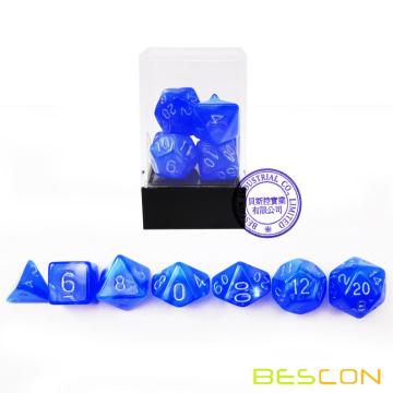 Bescon Moonstone Würfel Set Dodgerblue, Bescon Polyhedral RPG Würfel Set Moonstone Effect