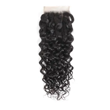 Water Wave 4x4 Lace Closure Brazilian Human Hair Extensions Virgin Cuticle Aligned Hair