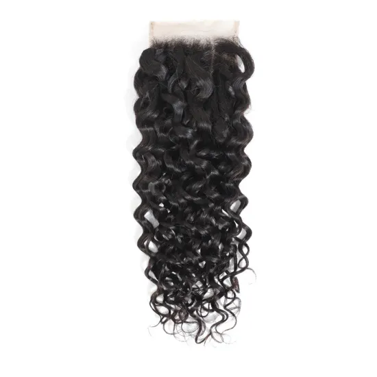 Water Wave 4x4 Lace Closure Brazilian Human Hair Extensions Virgin Cuticle Aligned Hair