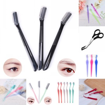 8 Styles Facial Razor Eyebrow Trimmers Blades Shaver Scissors Comb Shaping Eyebrow Grooming Makeup Tool