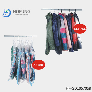 Hanging vacuum compressed bag hanger storage bag space saver bag