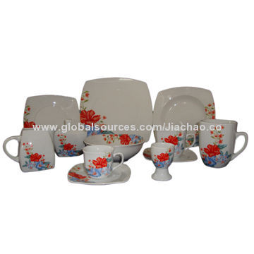 Porcelain square shape dinnerware set, super white porcelain, small/OEM orders are welcome