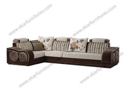 American Wooden Slat Children Cushion Fabric Sofa