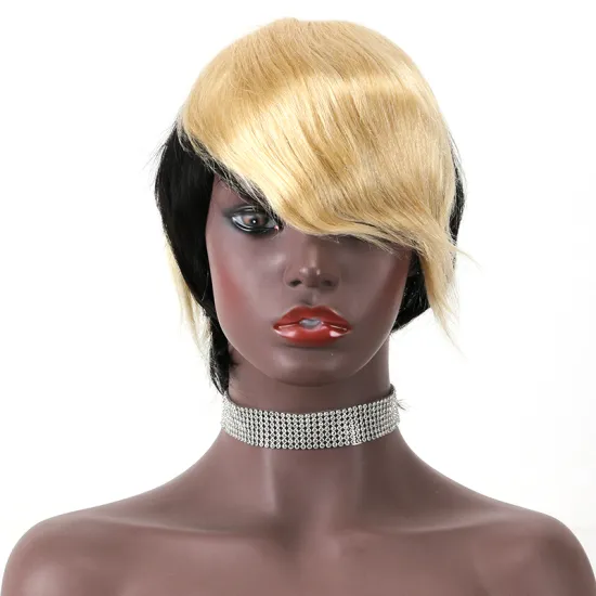 wholesale hot best selling facebeauty 1b short bob pixie cut wig With 613 side Bangs For black Women raw virgin Human Hair wigs